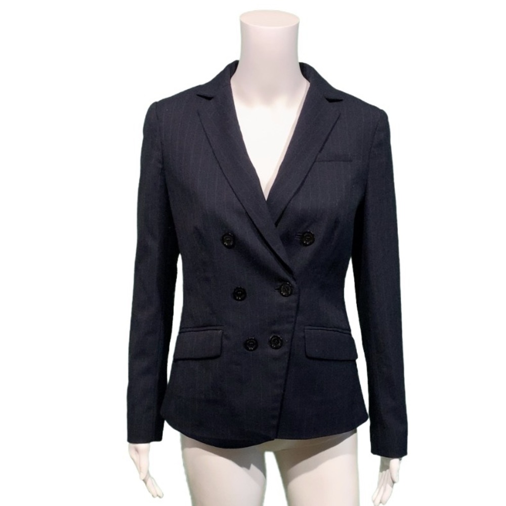 Tory Burch Double Breasted Wool Pinstripe Blazer